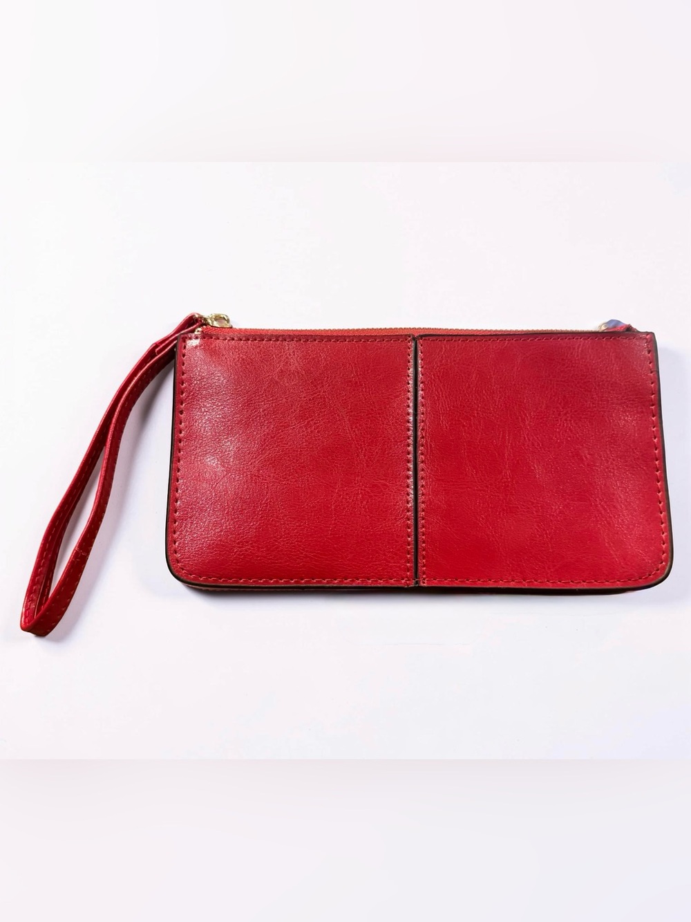 Red Faux Leather Wristlet Wallet - Women and Bags